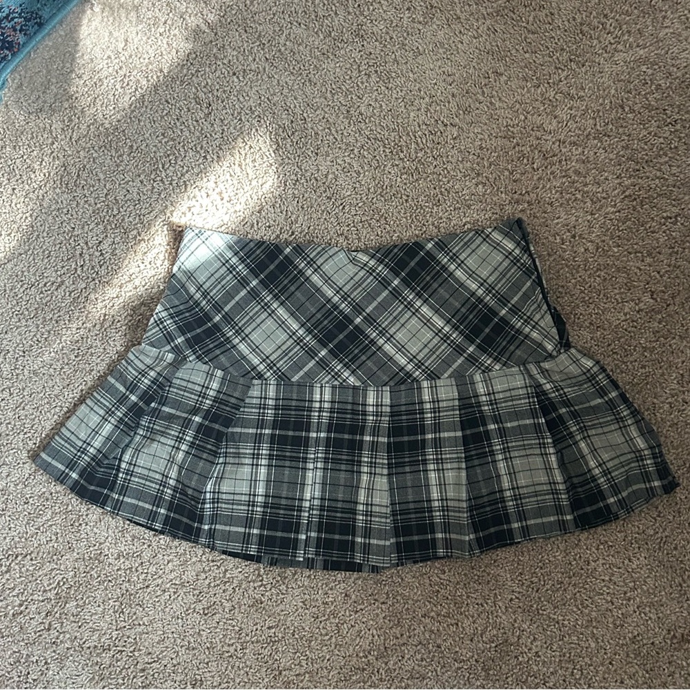 Y2K Black and White Plaid Micro Mini Skirt